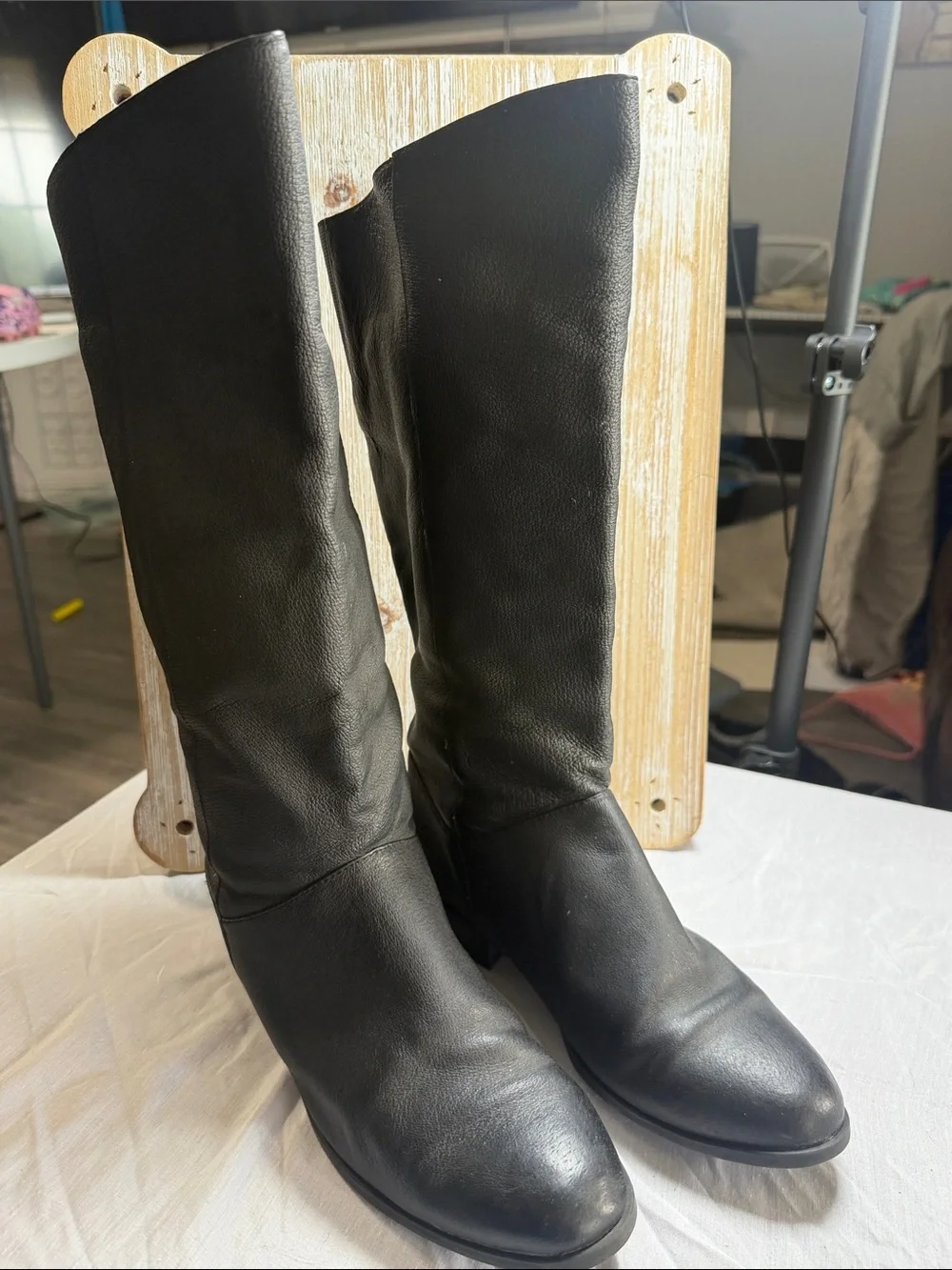 Fanfares Classic Black Knee High Genuine Leather Boots 7 1/2W